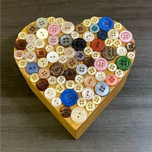 Vintage Heart Button Box
